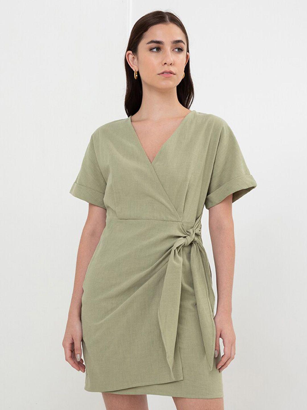 zalora studios v-neck short sleeves wrap dress