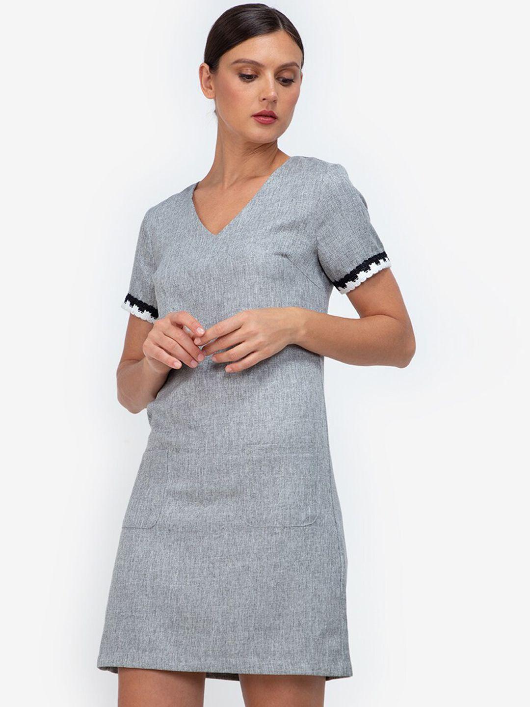 zalora work grey textured a-line dress