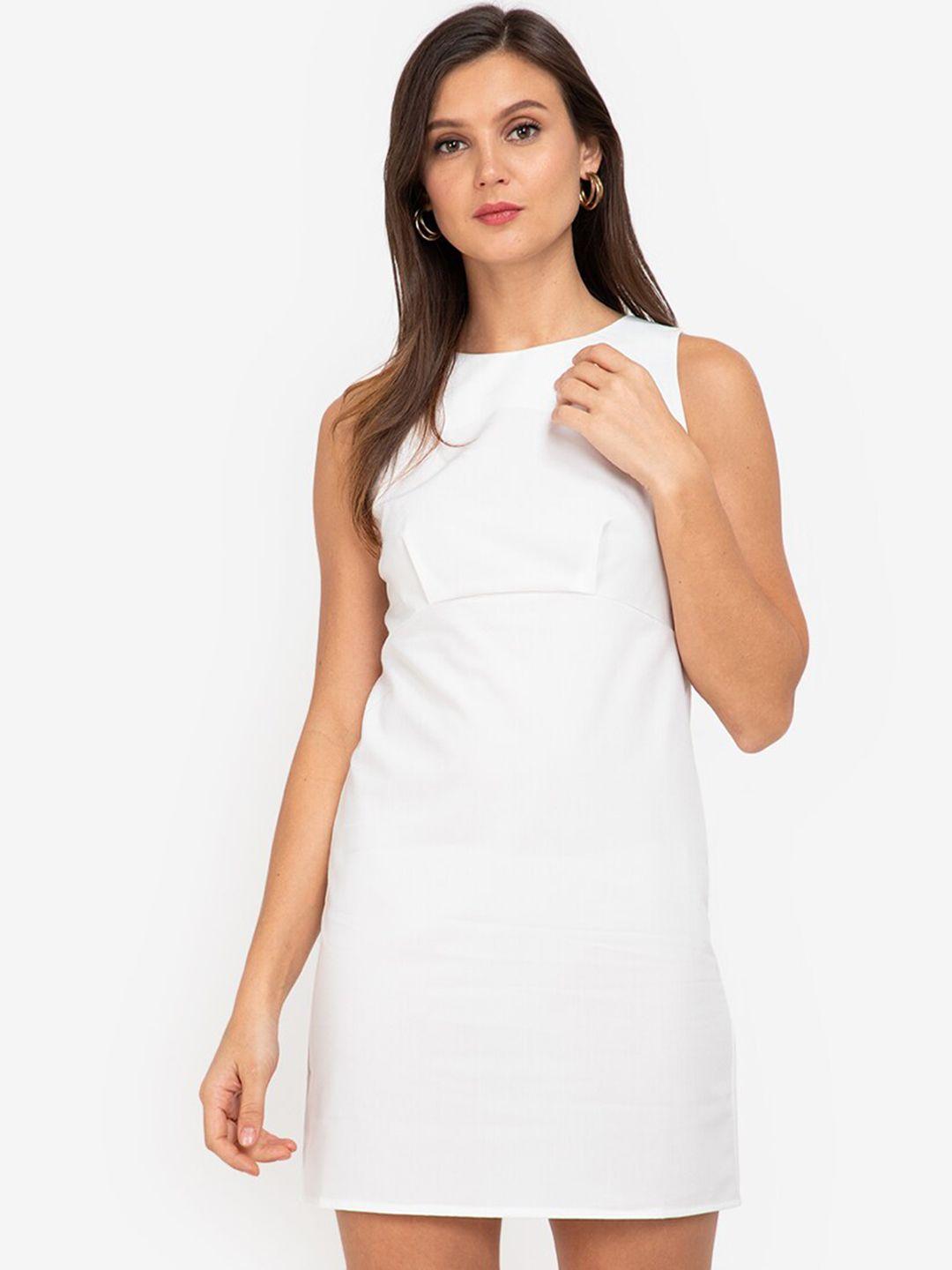zalora work white solid sheath mini dress