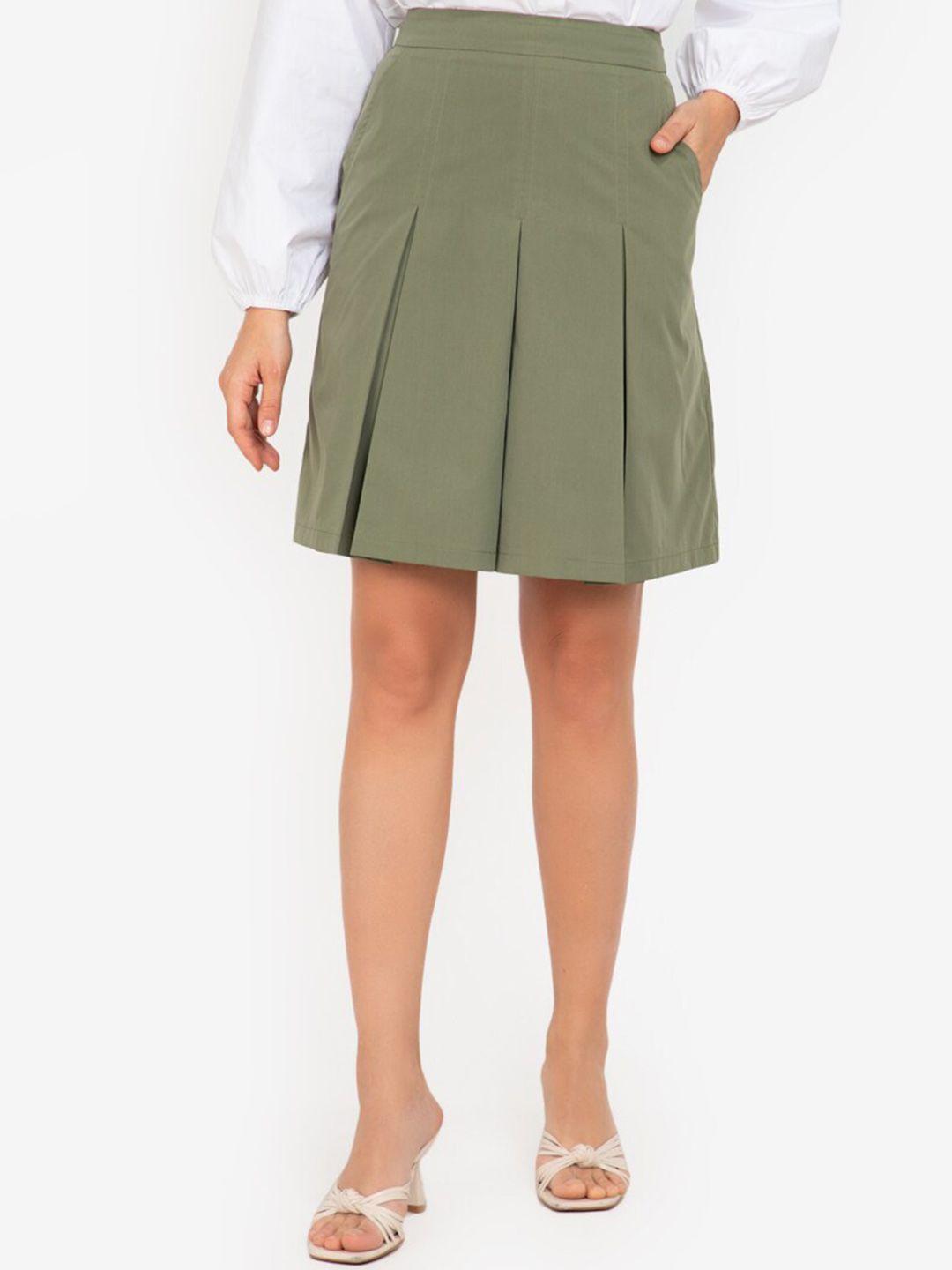 zalora work women green a-line skirt