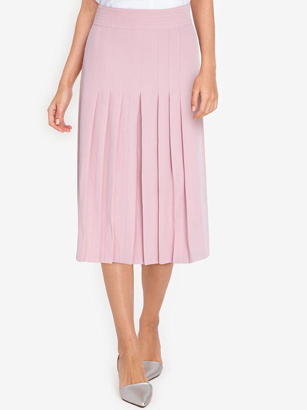 zalora work women pink pleated front skirt