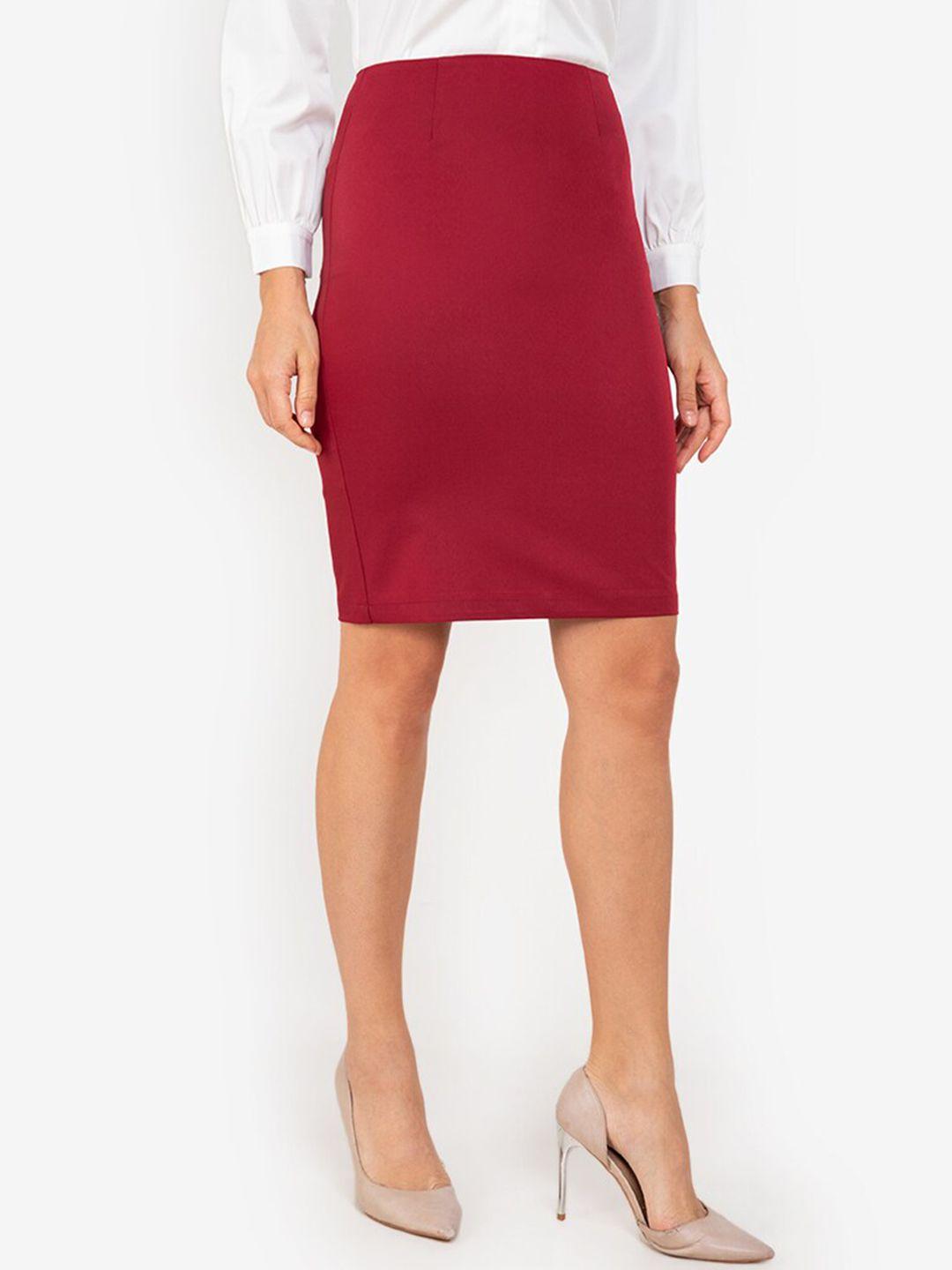 zalora work women red pencil skirt