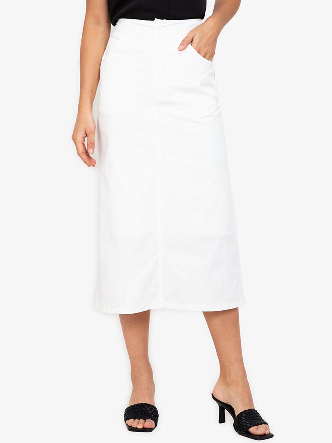zalora work women white straight cut midi skirt