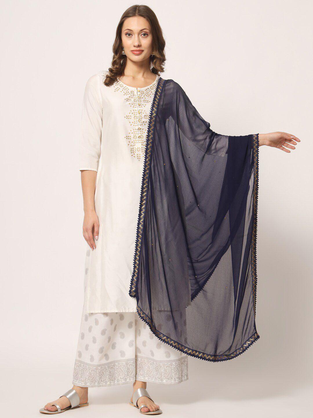zamour solid chiffon dupatta with beads and stones