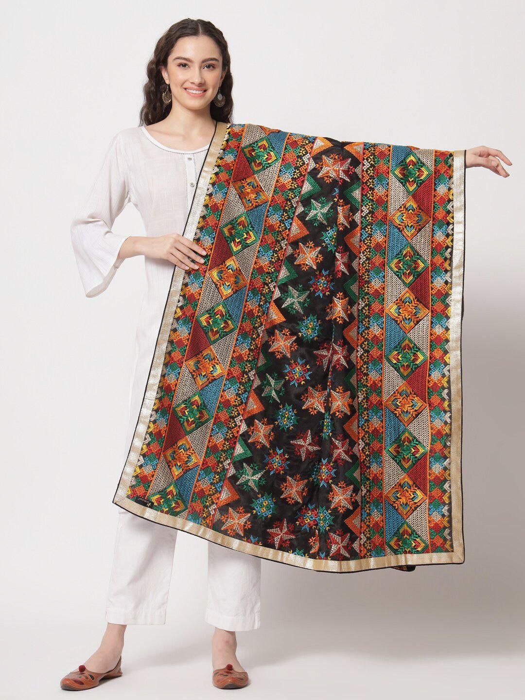 zamour embroidered dupatta with phulkari