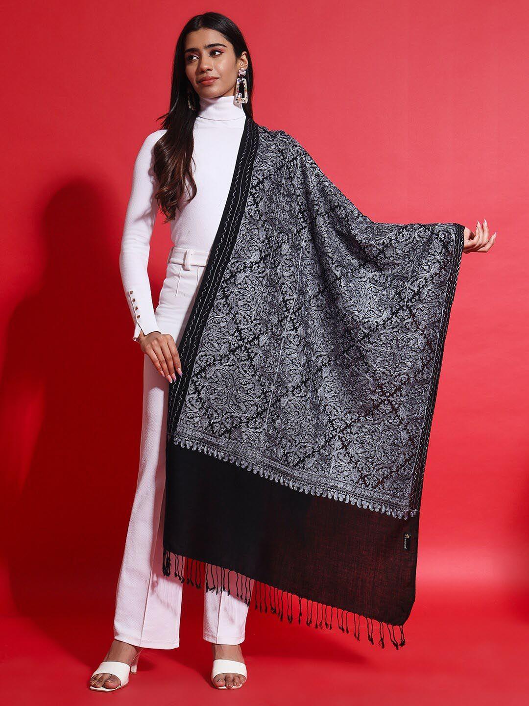 zamour embroidered fine woollen shawl