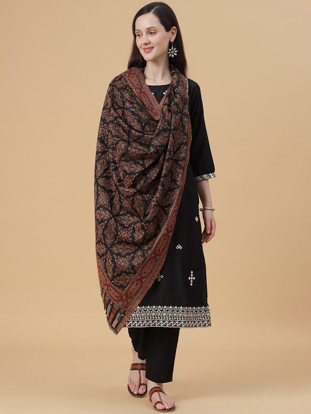 zamour ethnic motifs woven-design shawl