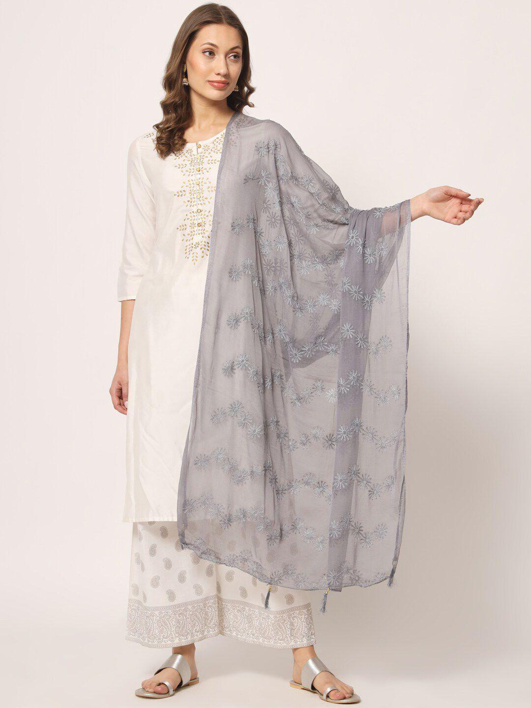 zamour floral embroidered chiffon dupatta