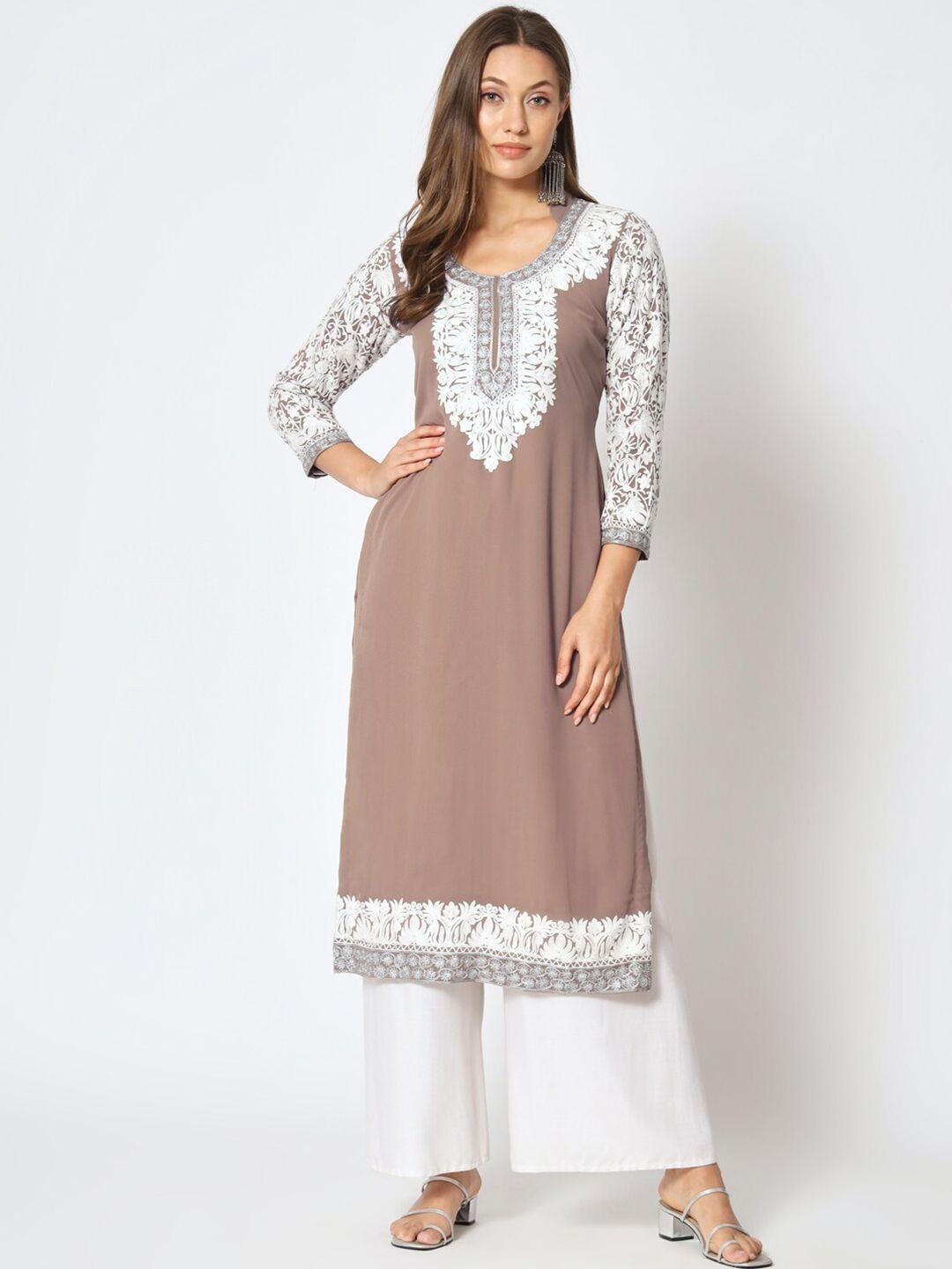 zamour floral embroidered unstitched dress material