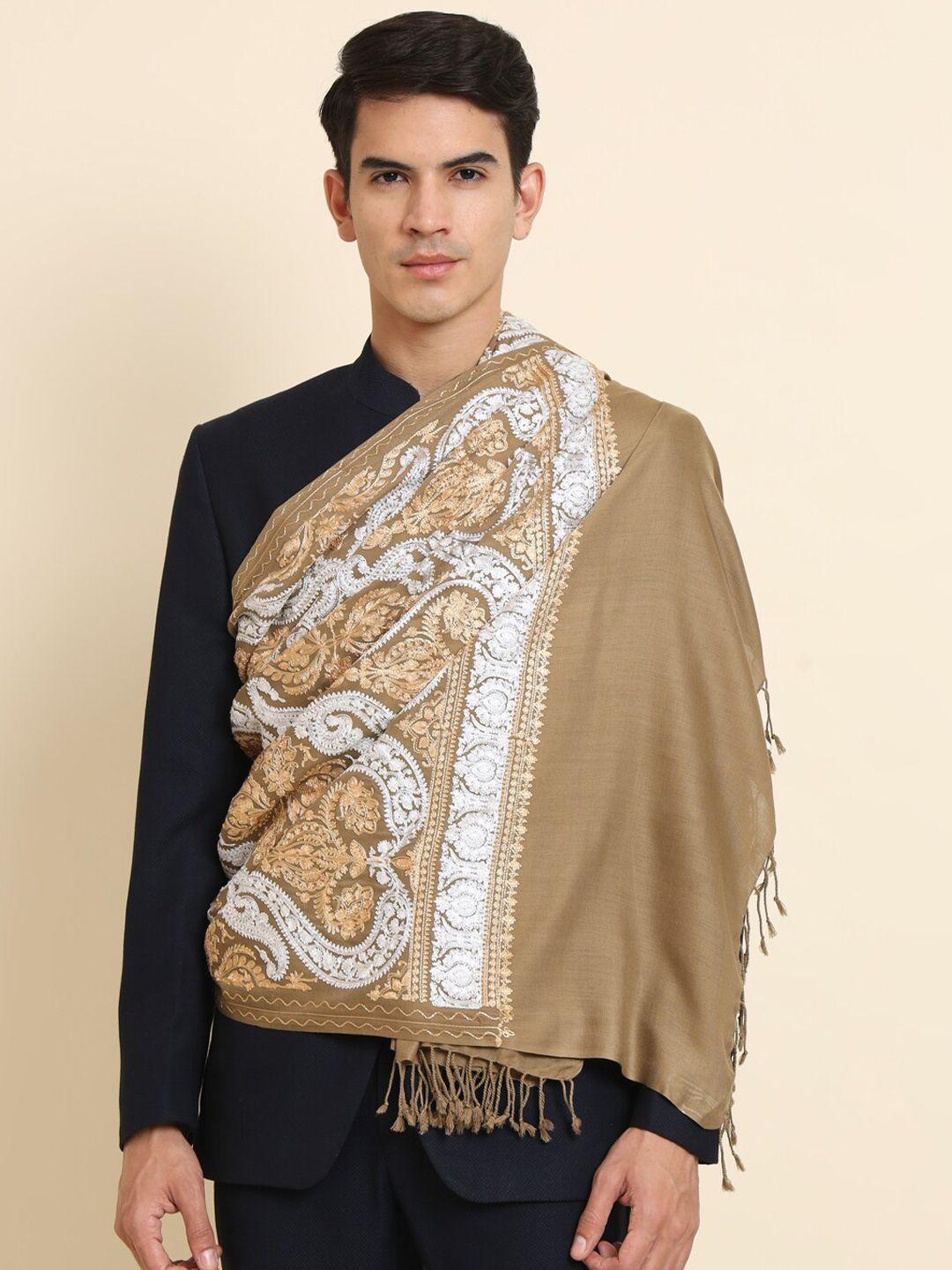zamour silk embroidered woolen stole
