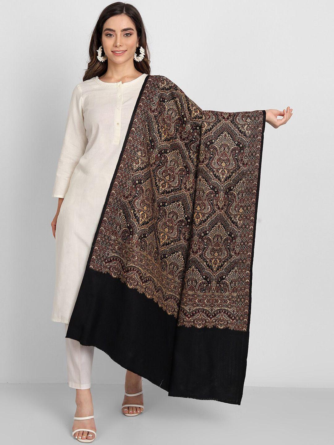 zamour women black woven design shawl