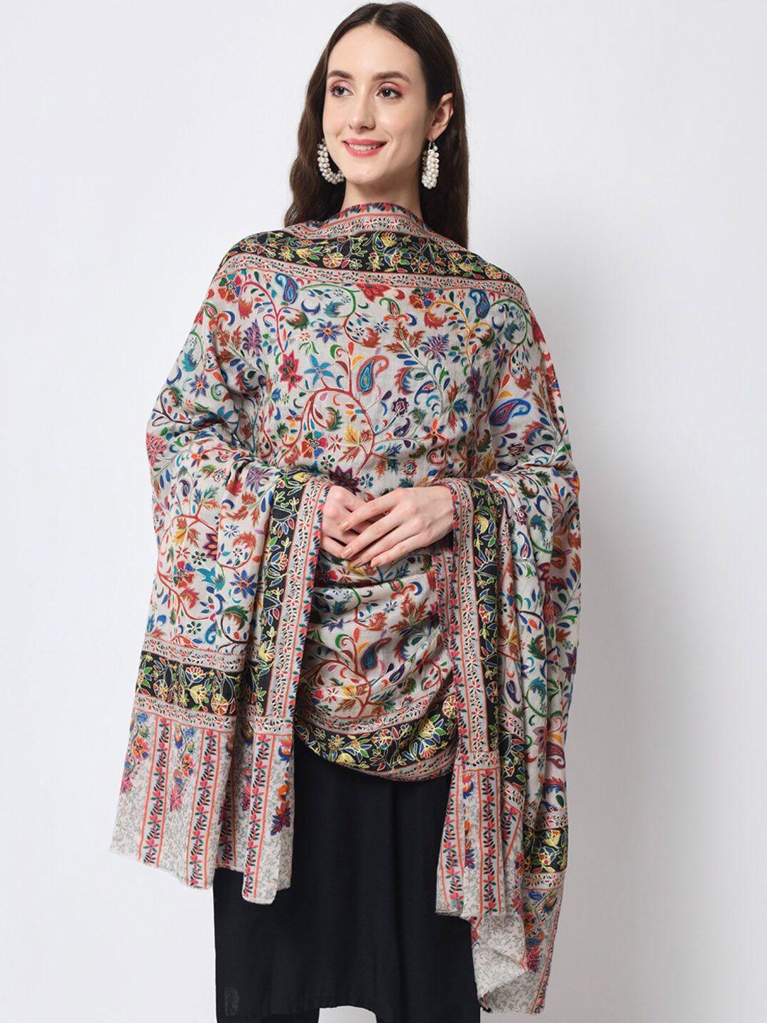 zamour women kalamkari hand embroidery wool shawl