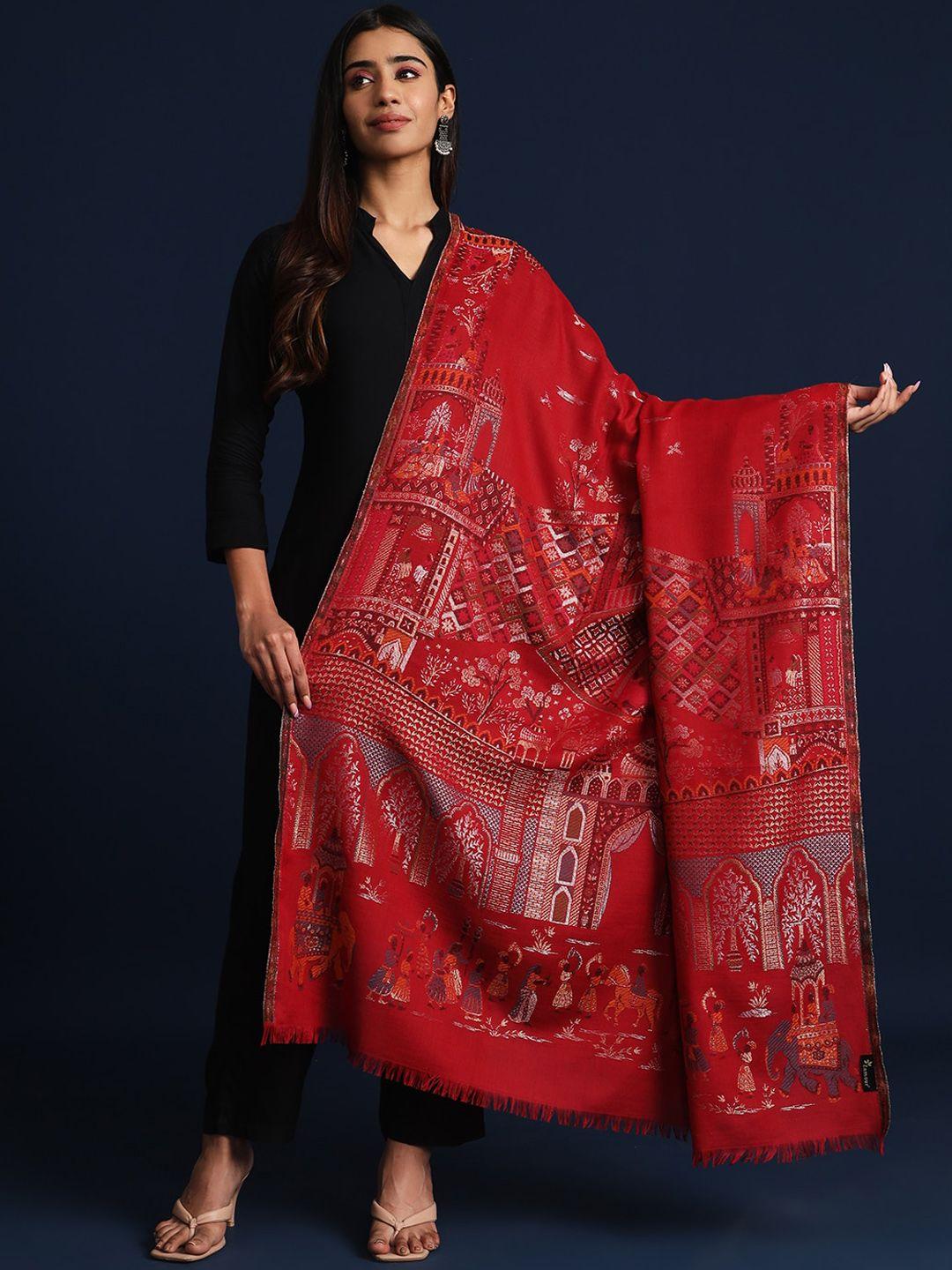 zamour woven design pure wool shawl