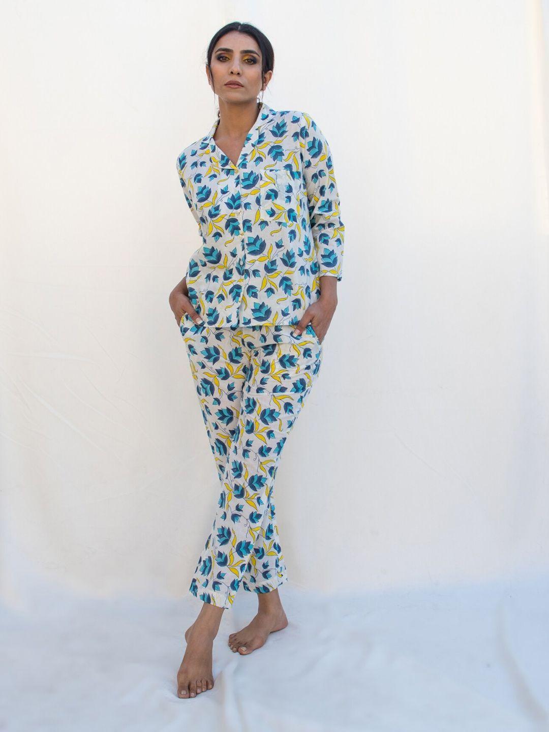 zanaash organic cotton floral printed night suit