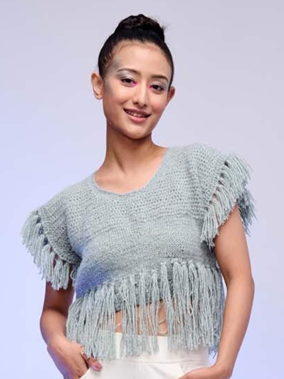 zanaash self design flutter sleeves cotton top