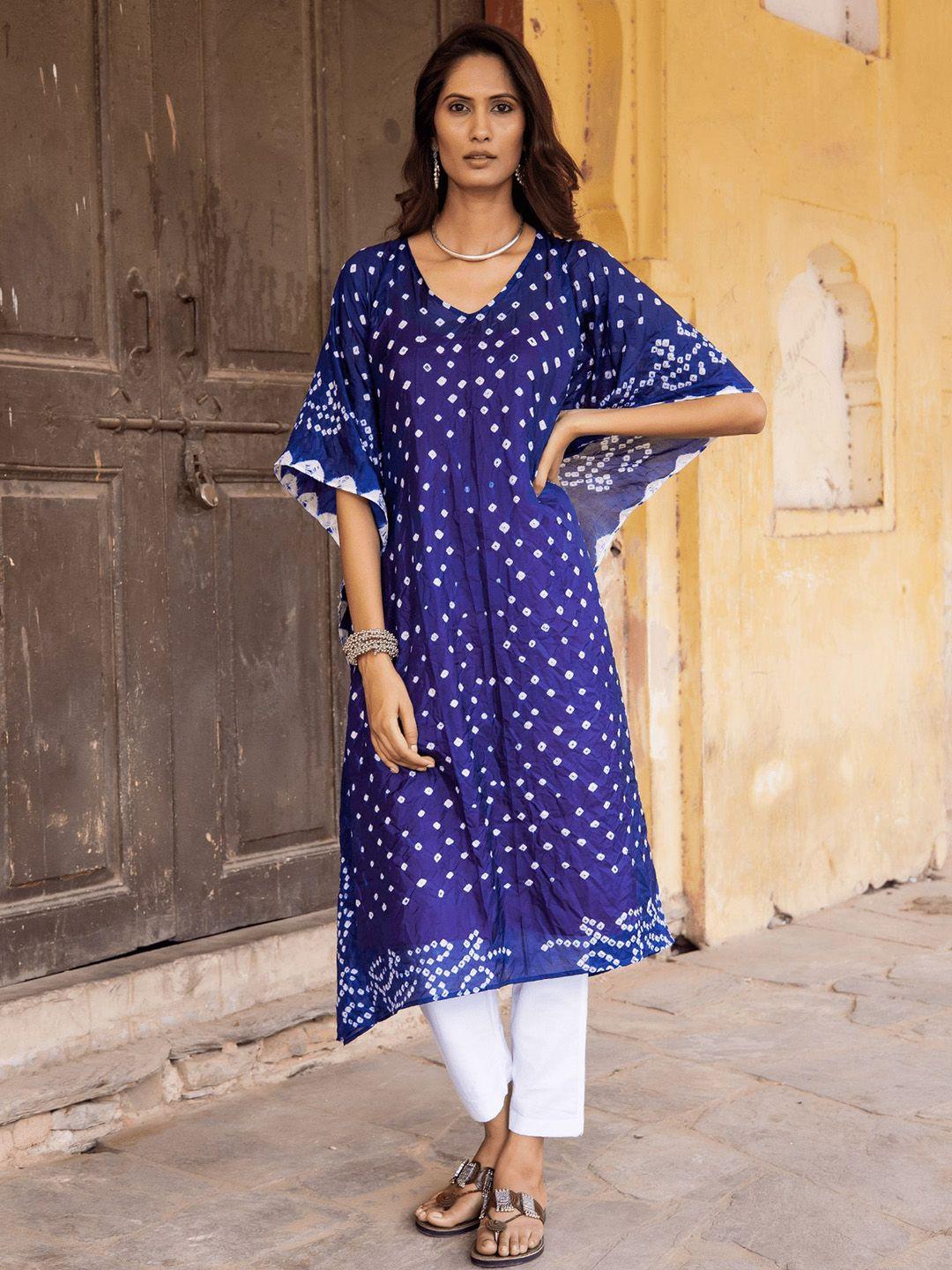 zanaash bandhani printed kaftan kurta