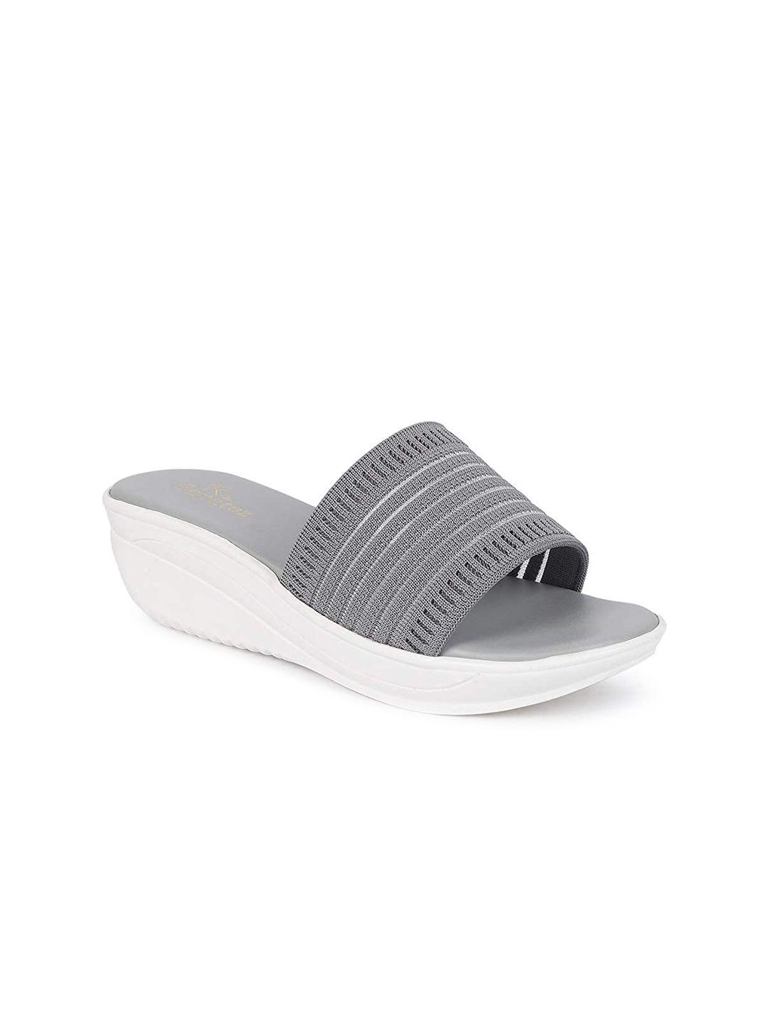 zapatoz girls grey & white pu flatform heels sandals
