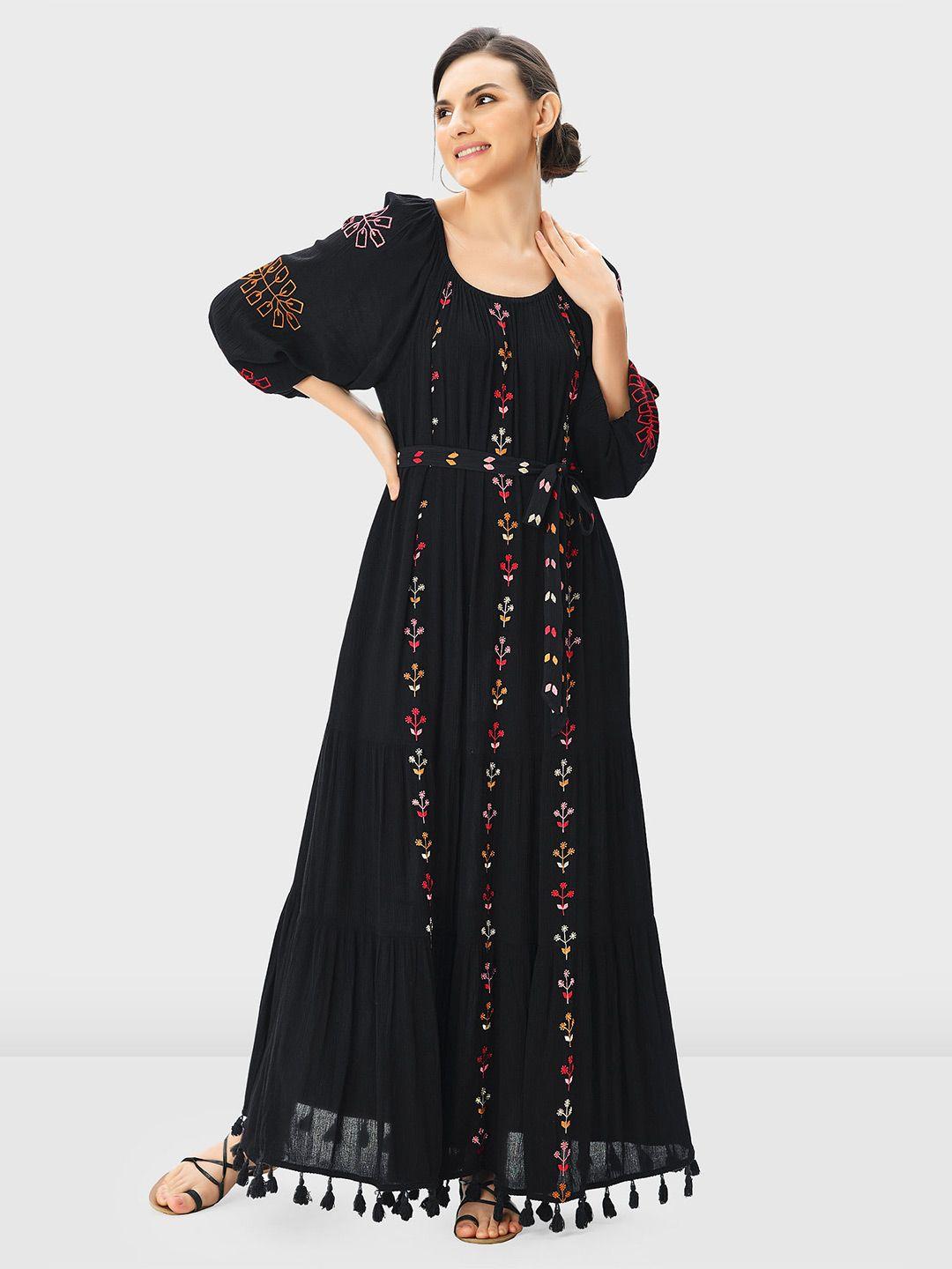 zapelle floral embroidered a-line maxi dress