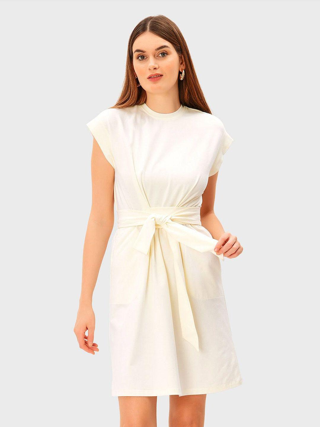 zapelle off white fit & flare dress