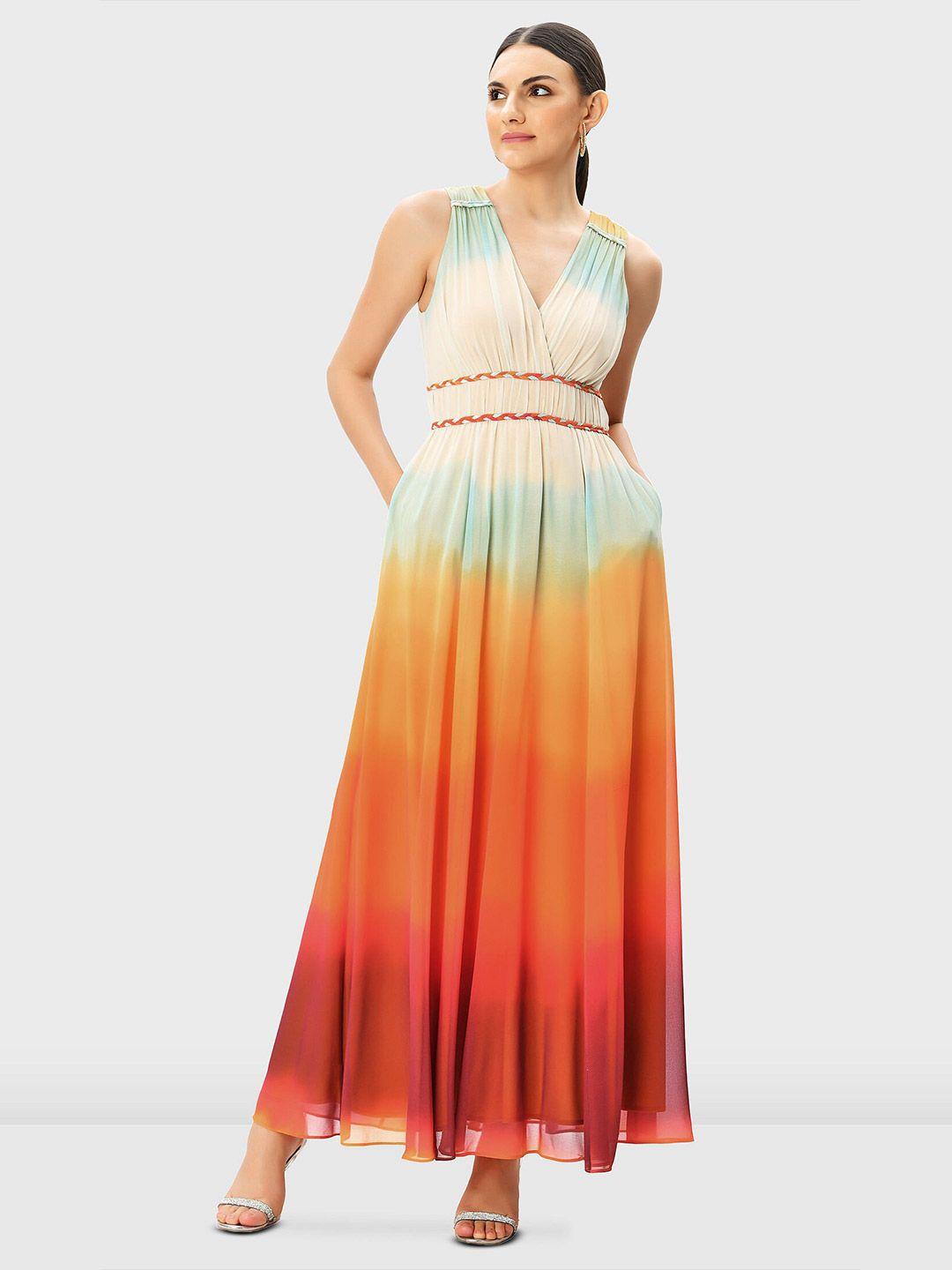 zapelle ombre printed georgette maxi dress