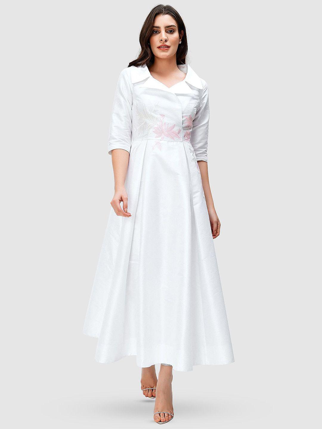 zapelle white fit & flare maxi dress