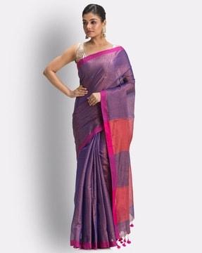 zari cotton saree with tassels