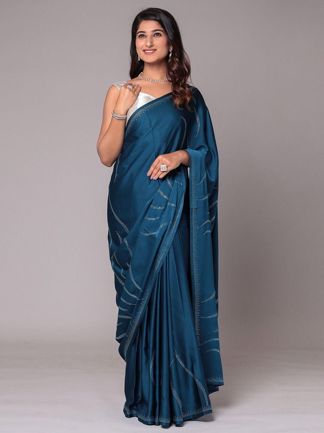 zari embellished beads and stones satin saree