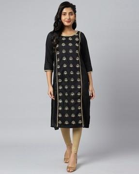 zari embroidered straight kurta