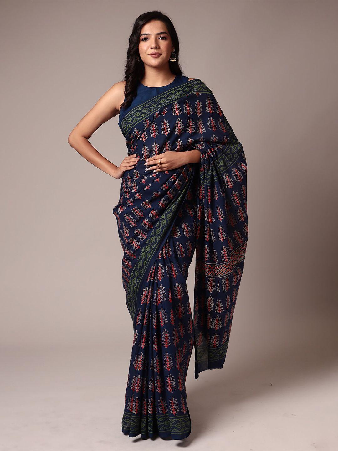 zari ethnic motifs printed pure cotton saree