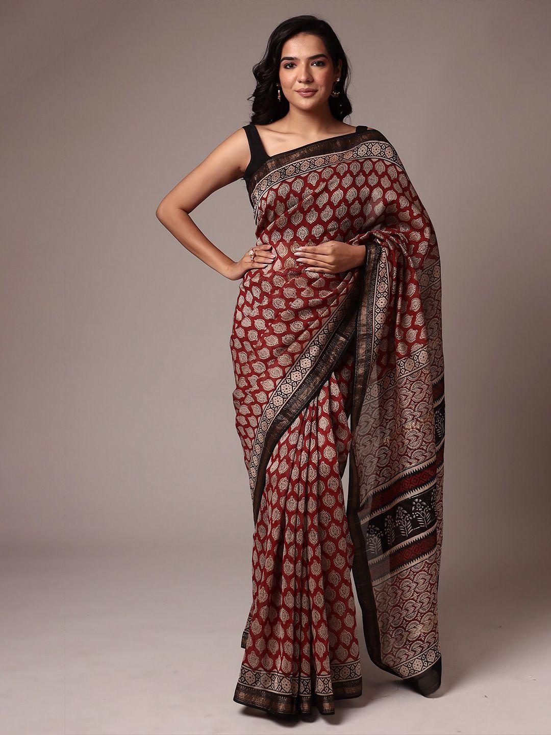zari ethnic motifs printed zari pure cotton saree
