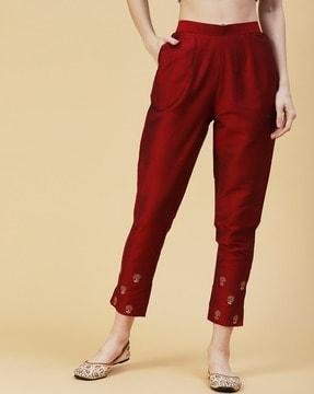 zari floral embroidered pants