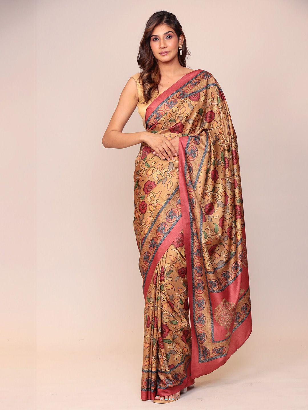 zari floral printed saree