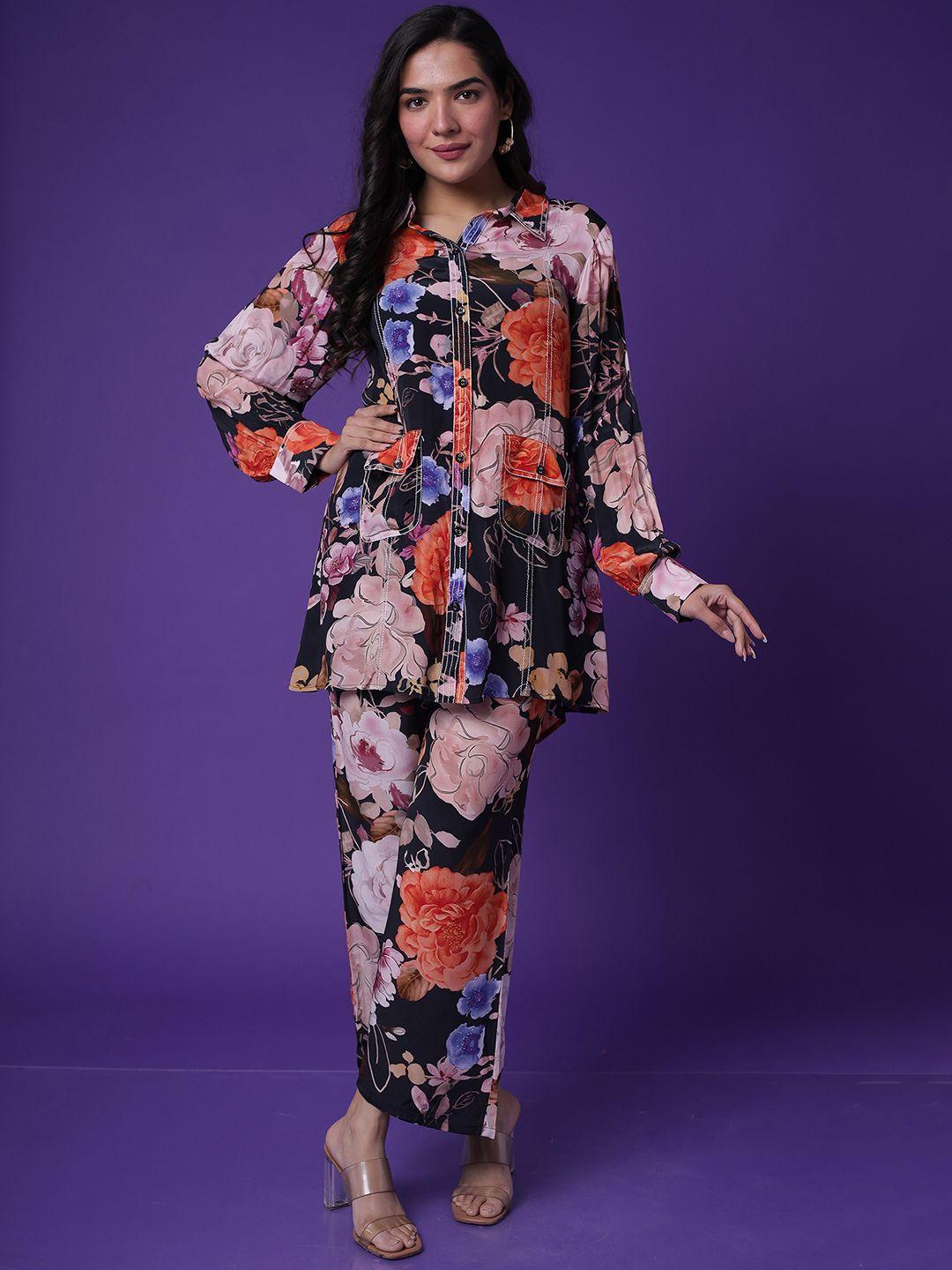 zari floral printed shirt with trousers