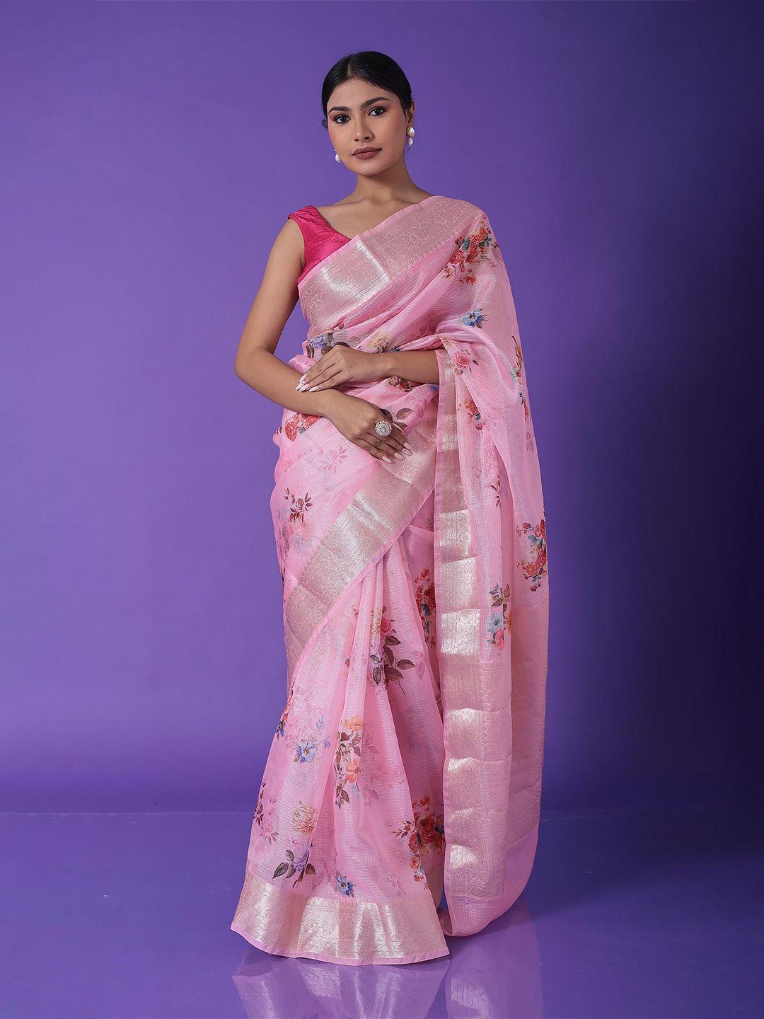 zari floral woven design zari pure cotton kota saree
