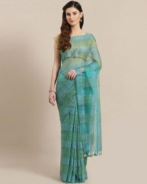 zari handwoven checked saree