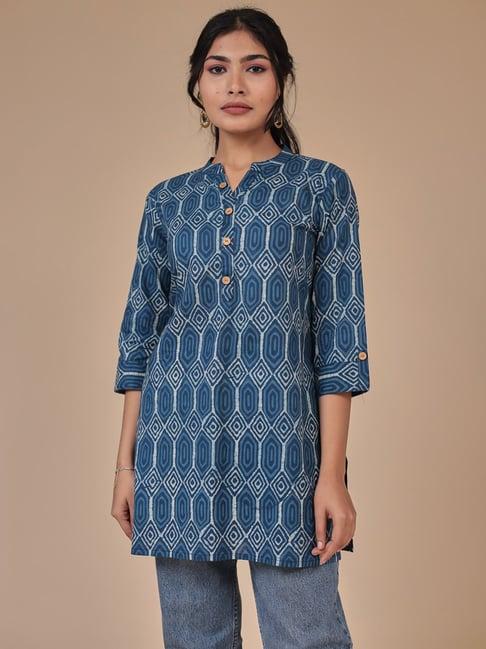 zari jaipur blue printed tunic