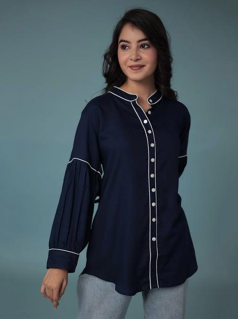 zari jaipur dark blue tunic