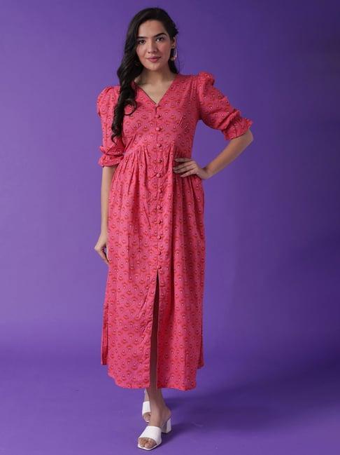 zari jaipur pink printed maxi dress
