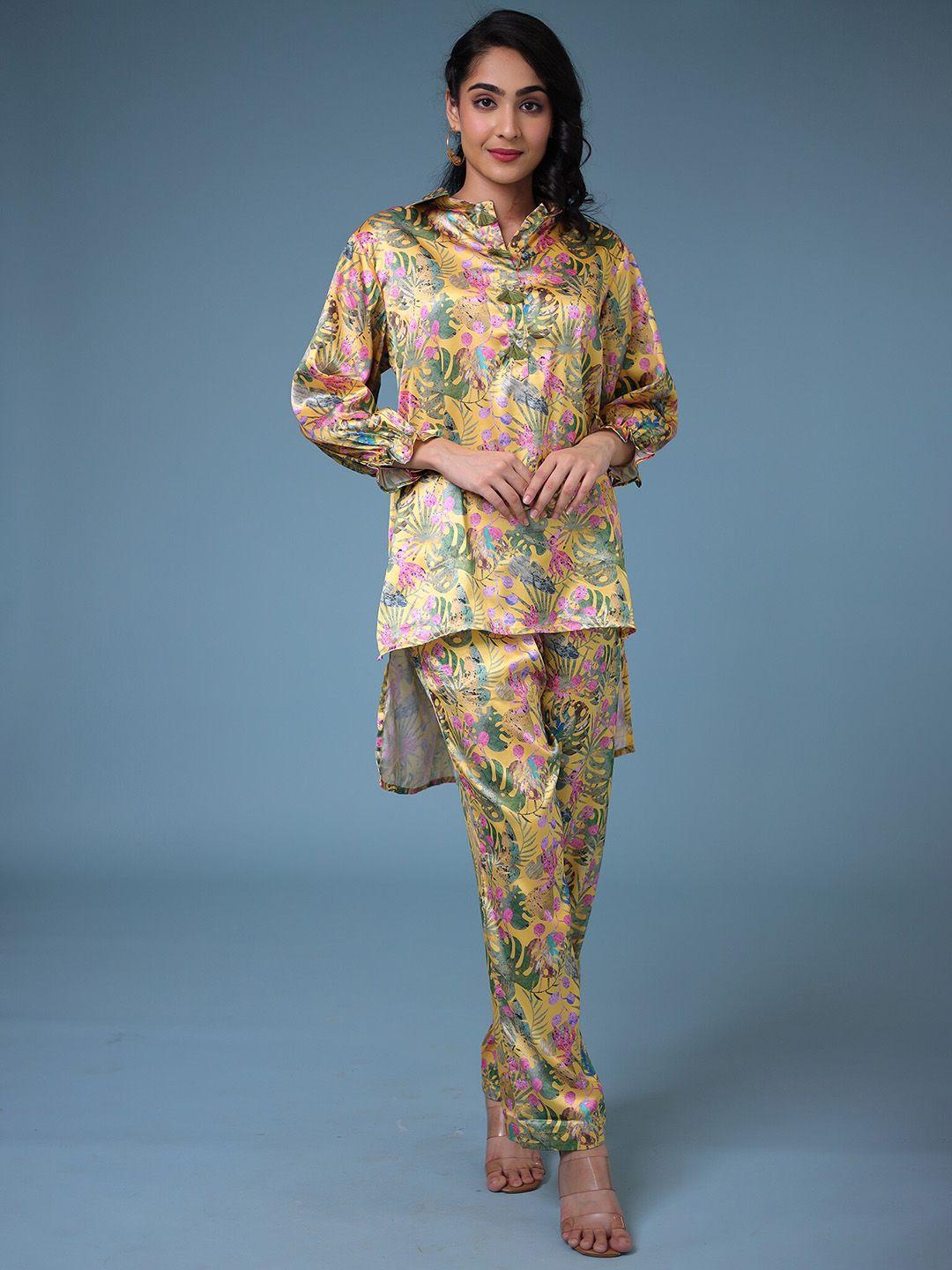 zari printed top with trousers