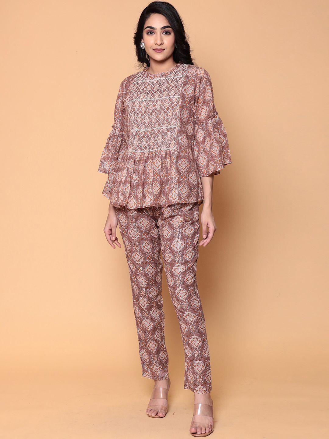 zari printed tunic top with trousers co-ords