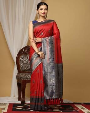 zari woven art silk saree with blouse set