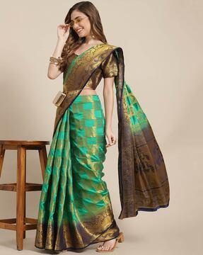 zari woven banarasi saree with contrast border