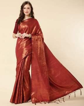 zari woven banarasi saree with tassels