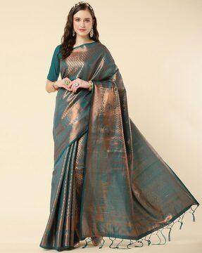 zari woven banarasi saree with tassels