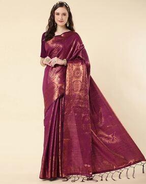 zari woven banarasi saree with tassels