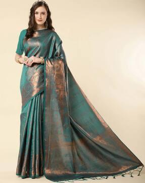 zari woven banarasi saree with tassels