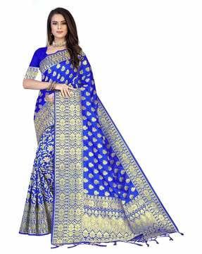 zari woven banarasi saree with tassels