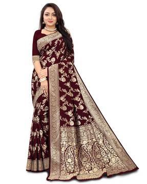 zari woven banarasi silk saree with blouse set