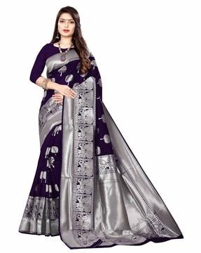 zari woven banarasi silk saree with blouse set