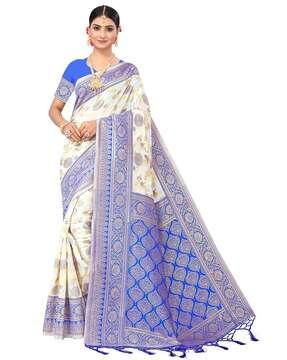 zari woven cotton saree with contrast border